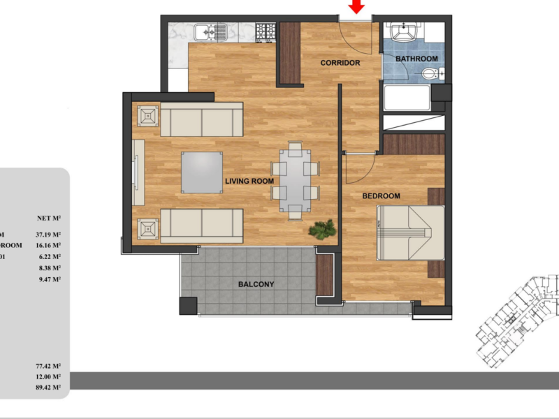 Shitet Apartament 1+1 tek Palladium Residence - Liqeni i Thate